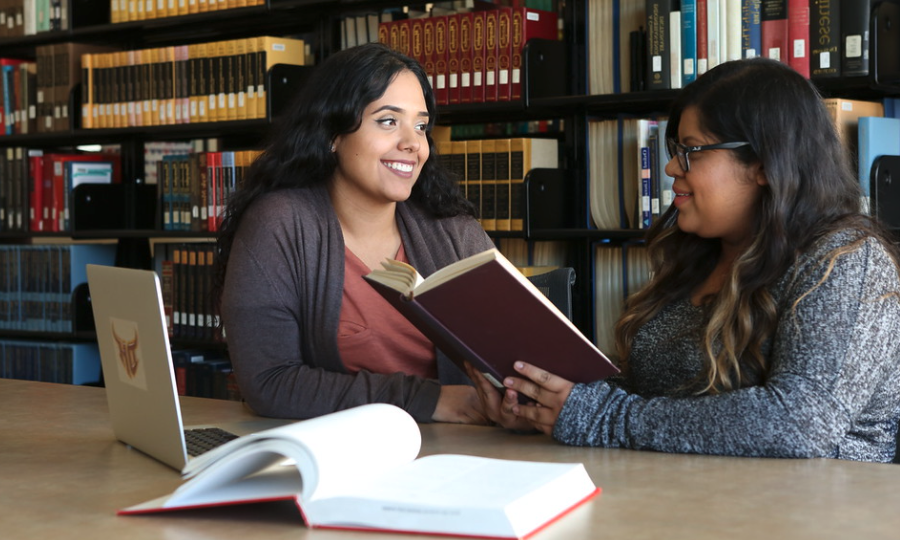 Students in library